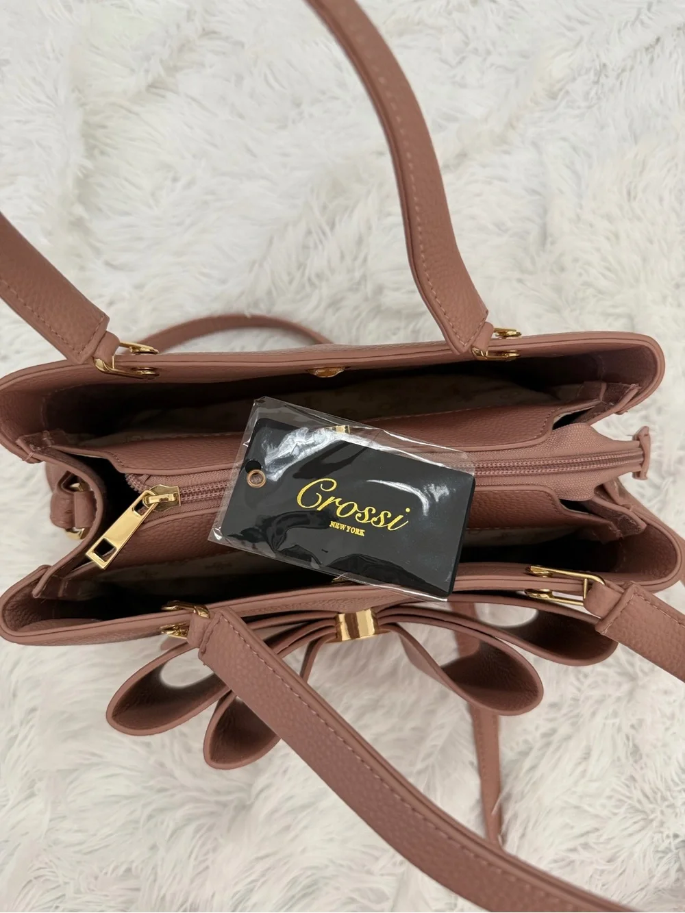 Grossi New York Mauve Bow Handbag / Crossbody-NWOT
